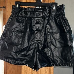 SHEIN High Waist Black Faux Leather Shorts
